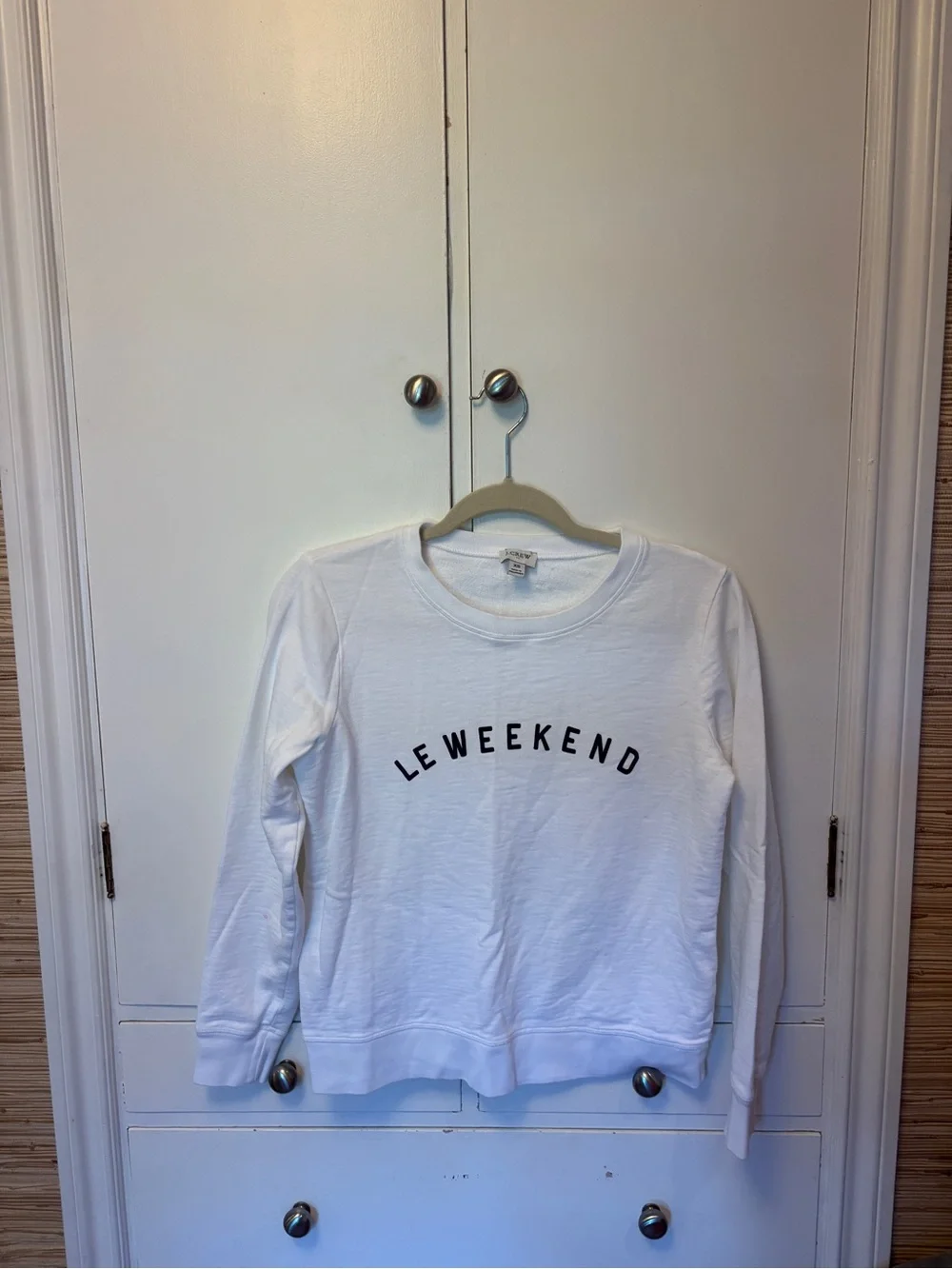 J. Crew White 'Le Weekend' Crewneck Sweatshirt